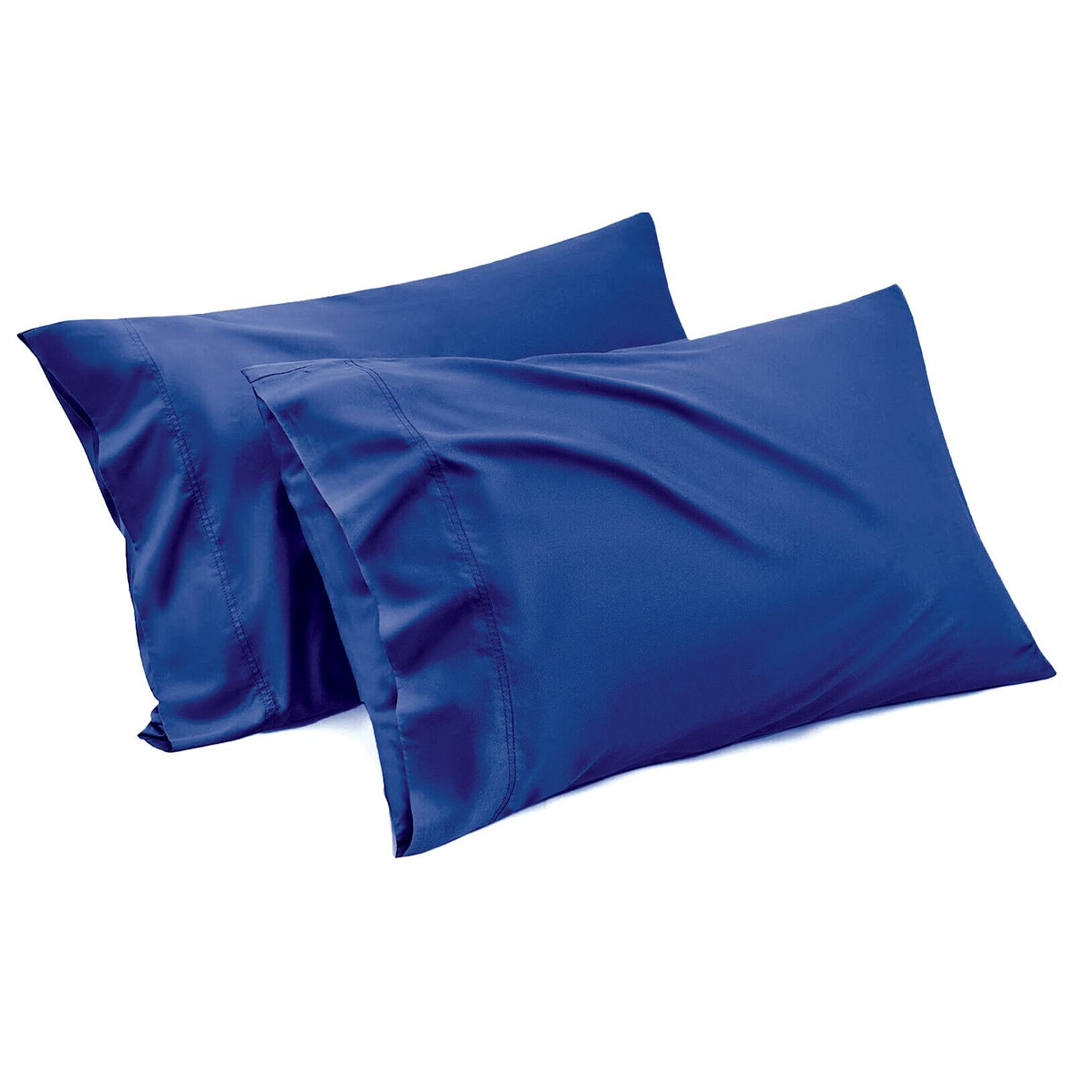 1000TC Ultra Soft Microfiber Pillowcases,Pair of Standard Pillow Covers,(navy, Standard Size, 48x74 cm)
