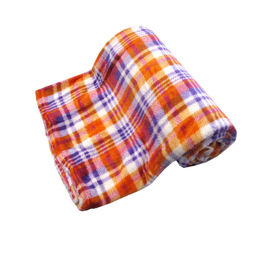 190GSM Girls Cute Soft Coral Fleece Throw 127 x 152cm Light Checkered